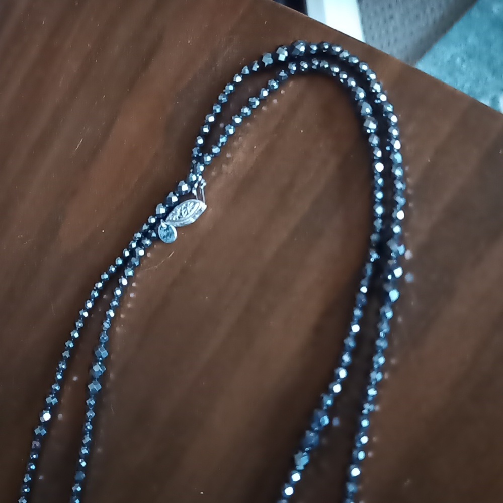 Elegant Sterling Silver 925 Black Onyx Faceted Stones Long Necklace 56 in. - Picture 5 of 5